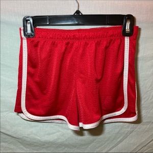Baseball Red and White Stripe Sporty Lightweight Short Shorts Size Small